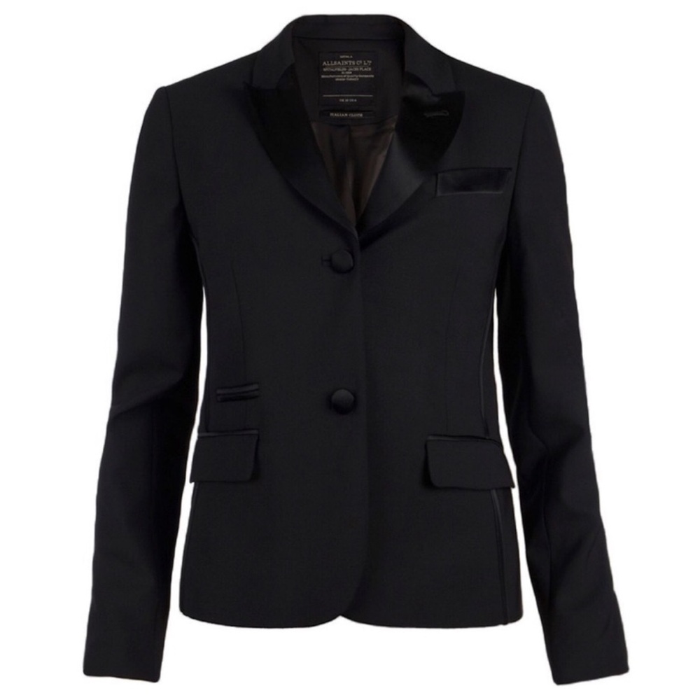 AllSaints Brompton Satin Lapel Seam Blazer Jacket - Small for the size